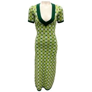 ALEMAIS GREEN LEONIE KNIT MIDI DRESS